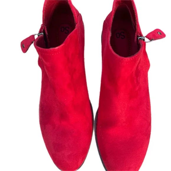 SO Red Faux Suede Zip-Up Ankle Booties - Size 7.5 - Picture 2 of 7